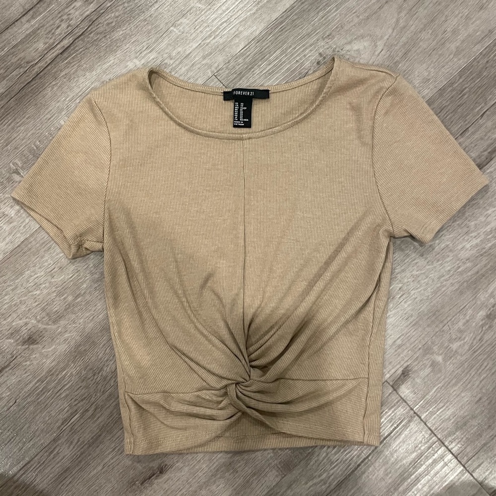 Forever21 Taupe Cropped T-shirt